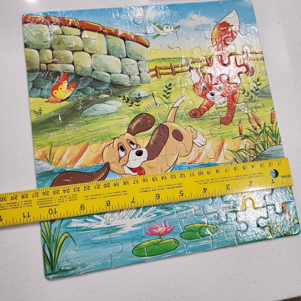 VTG Disney Fox And The Hound Jigsaw Puzzle Waddingtons 64 Pieces Kids with BOX - Picture 8 of 14
